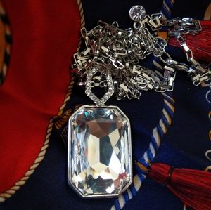 Crystal Pendant Sterling Silver Long Necklace